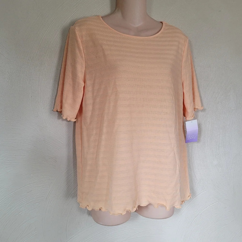 Stars Above Orange Ruffled Hem Cozy T-shirt Size Women's Medium NEW with Tag - Picture 4 of 10